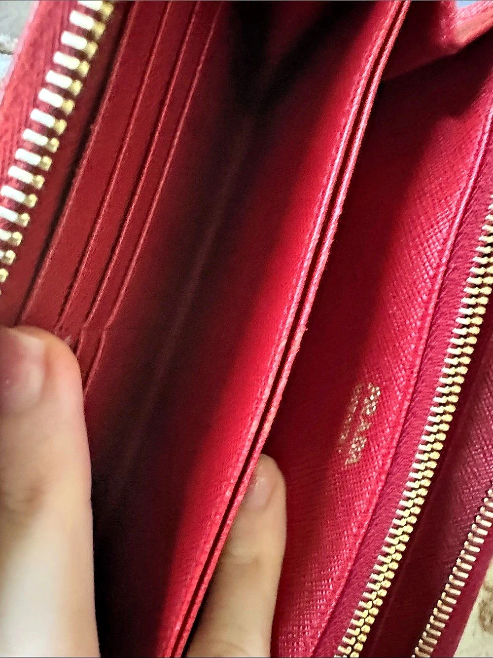 Prada Saffiano with COA Leather Zip-Around Wallet Red - Picture 6 of 7